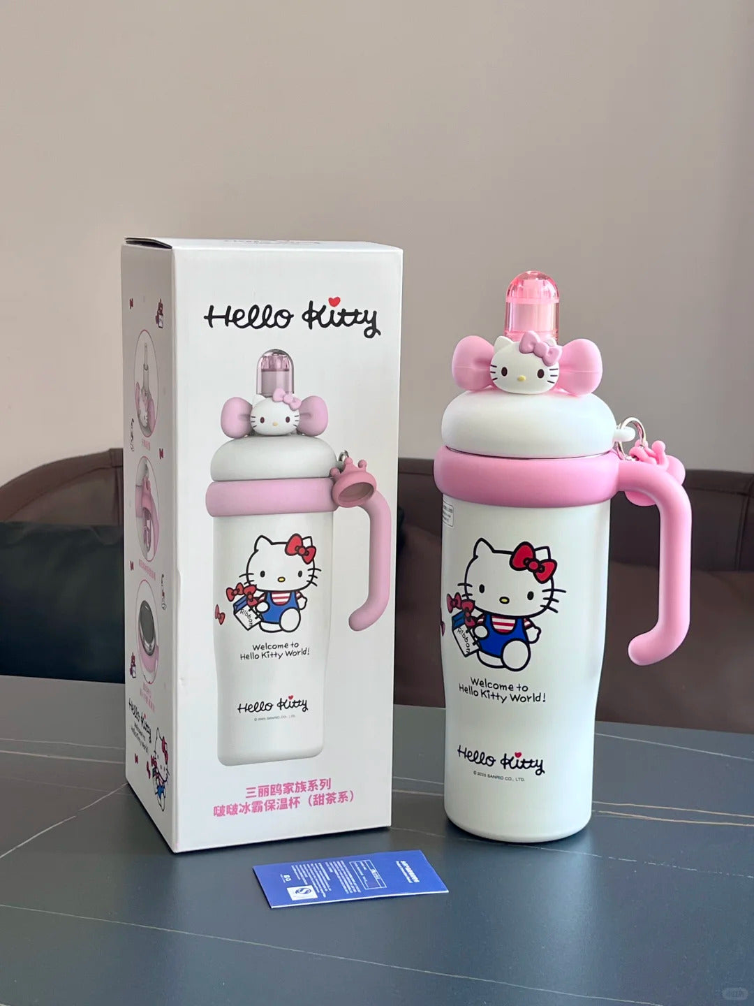 Stainless Lid with Cup Cupholder Straw Insulated Bottle Water Tumbler Handle Steel