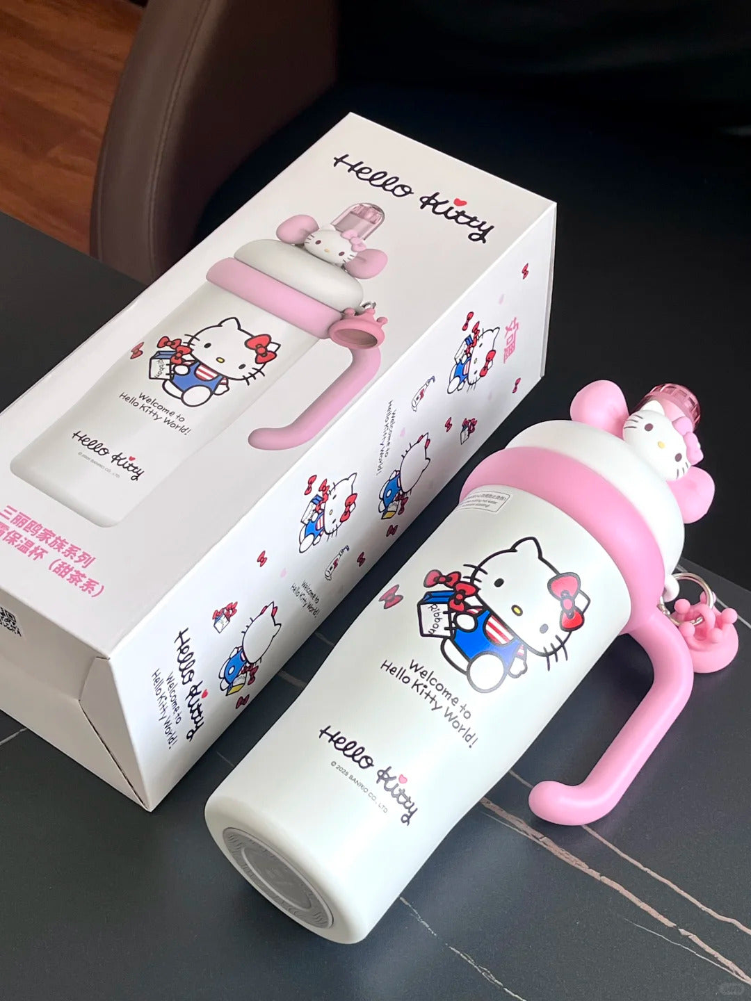 Stainless Lid with Cup Cupholder Straw Insulated Bottle Water Tumbler Handle Steel