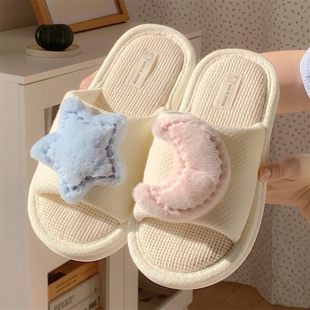 Knit strawberry slides - embroidery - fuzzy slippers - slides - strawberries