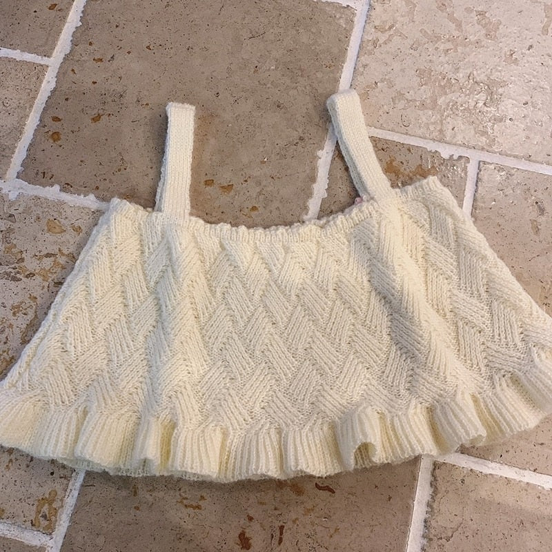 Knit Tulip Fairy Crop Top - Shirts & Tops