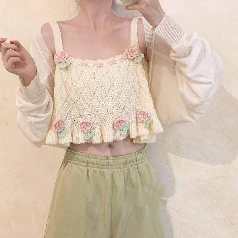 Knit Tulip Fairy Crop Top - Shirts & Tops