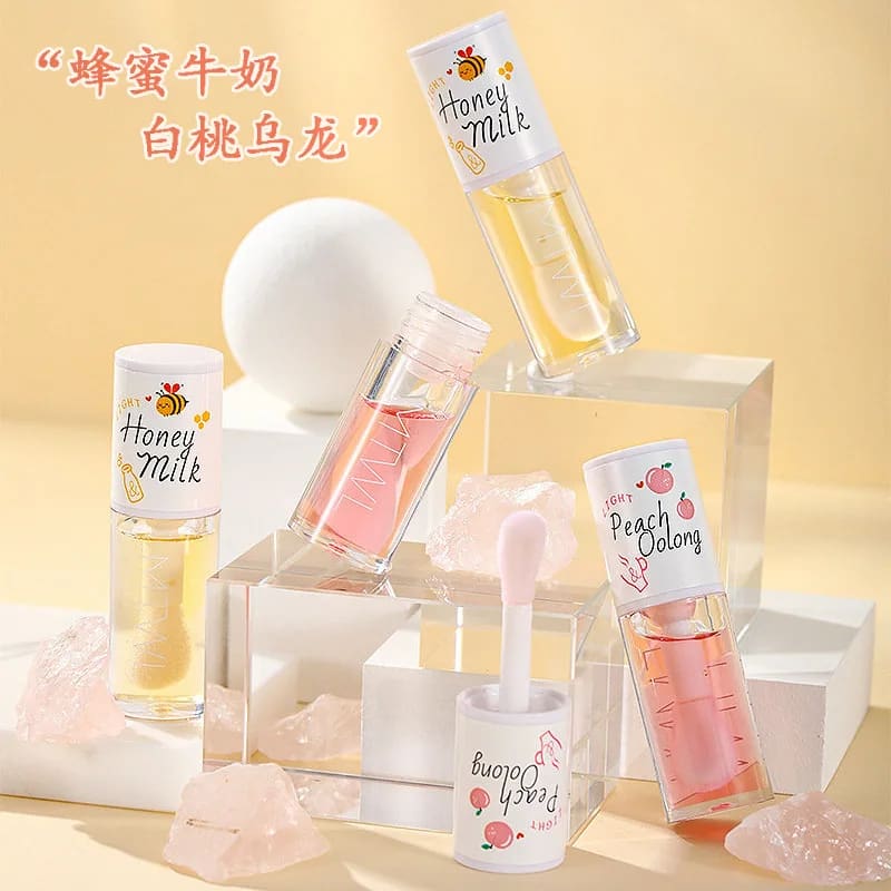 Kawaii korean hydrating milk honey nourishing lip oil gloss