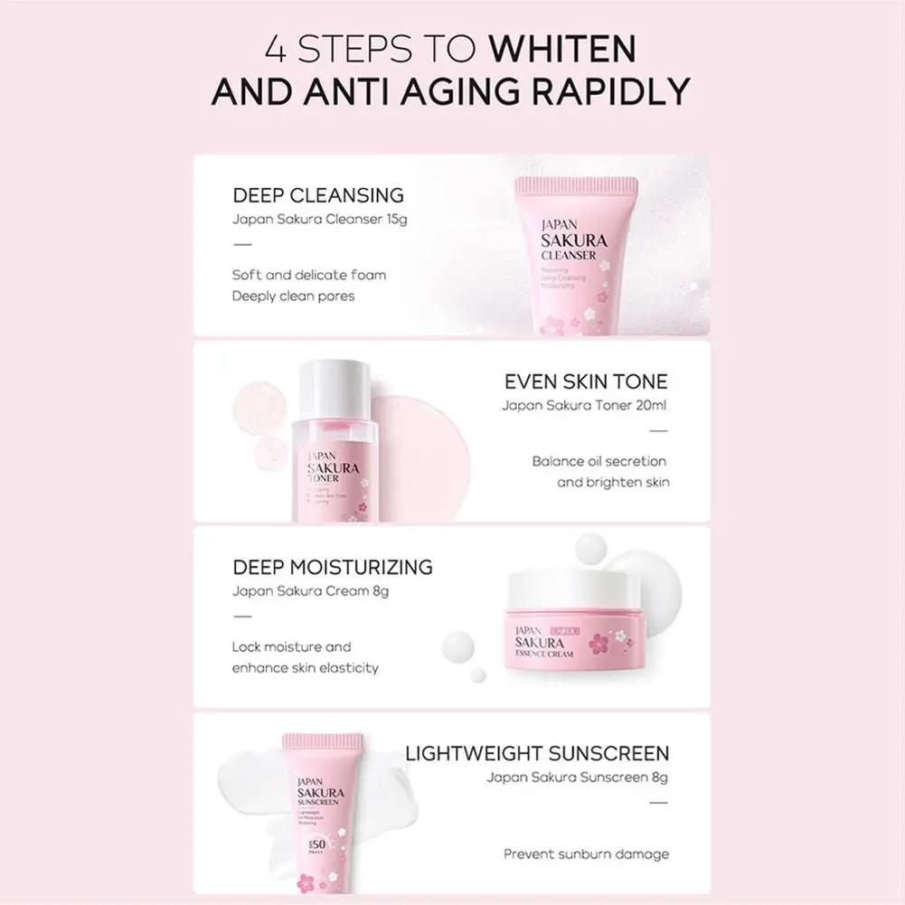 Kawaii korean sakura cherry blossom skin care sets