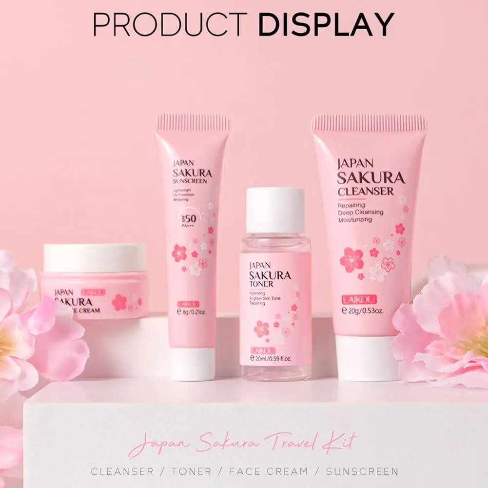Kawaii korean sakura cherry blossom skin care sets
