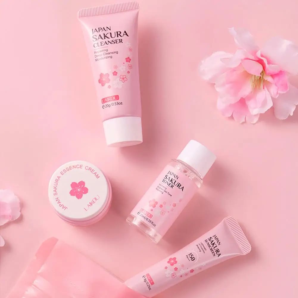 Kawaii korean sakura cherry blossom skin care sets