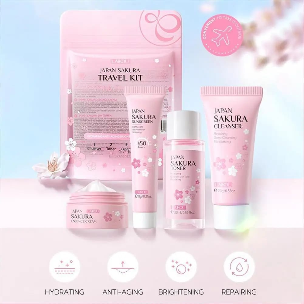 Kawaii korean sakura cherry blossom skin care sets
