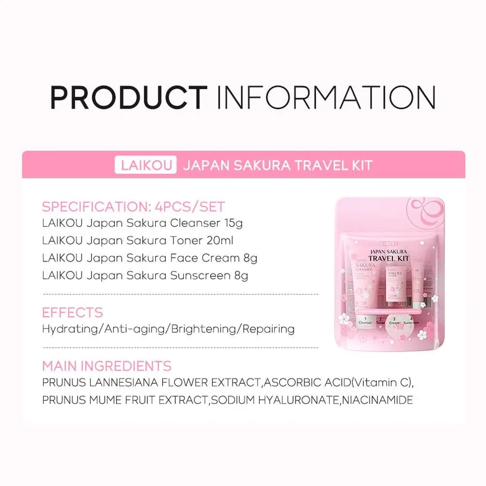 Kawaii korean sakura cherry blossom skin care sets
