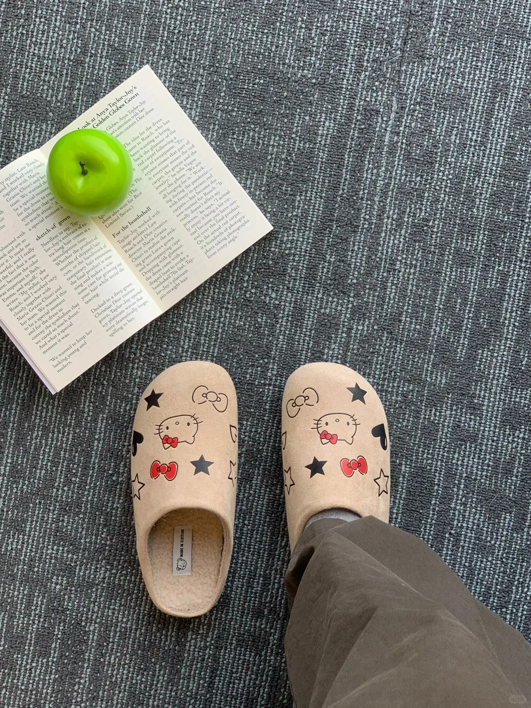 Clogs Slippers Suede Warm Hellokitty Fuzzy