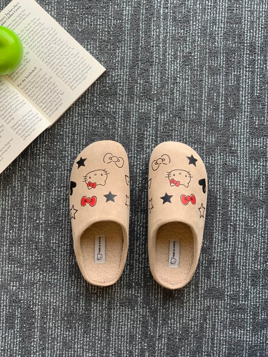 Clogs Slippers Suede Warm Hellokitty Fuzzy
