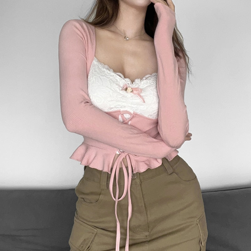 Lace Knit Princess Sweater - coquette, dollette, fae, faecore, fairycore Kawaii Babe