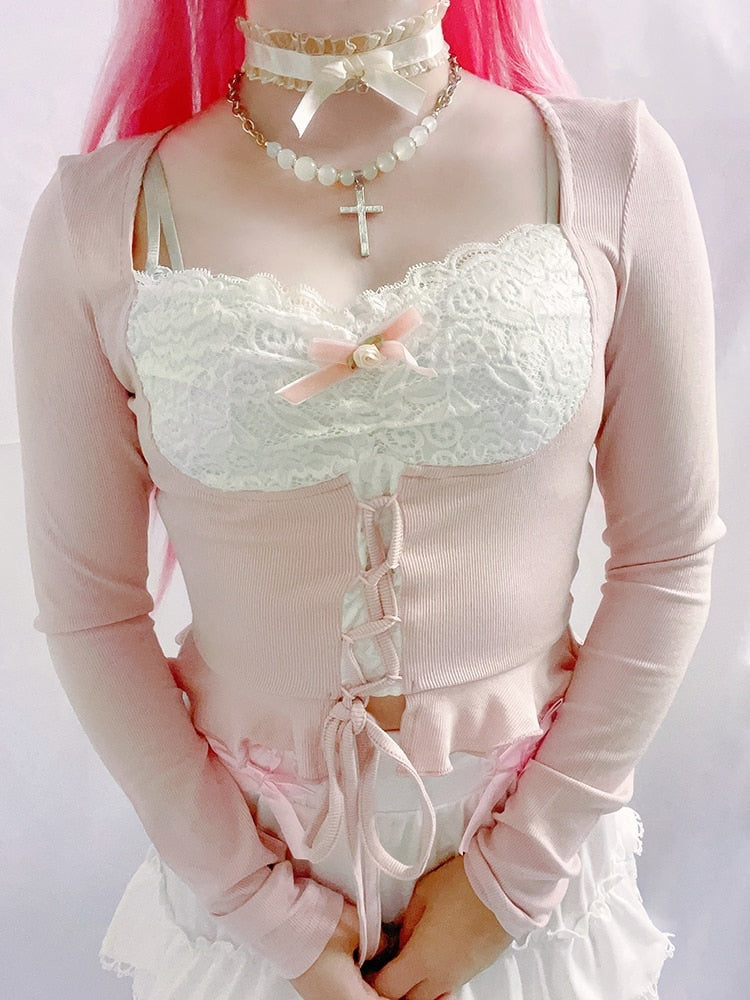Lace Knit Princess Sweater - coquette, dollette, fae, faecore, fairycore Kawaii Babe