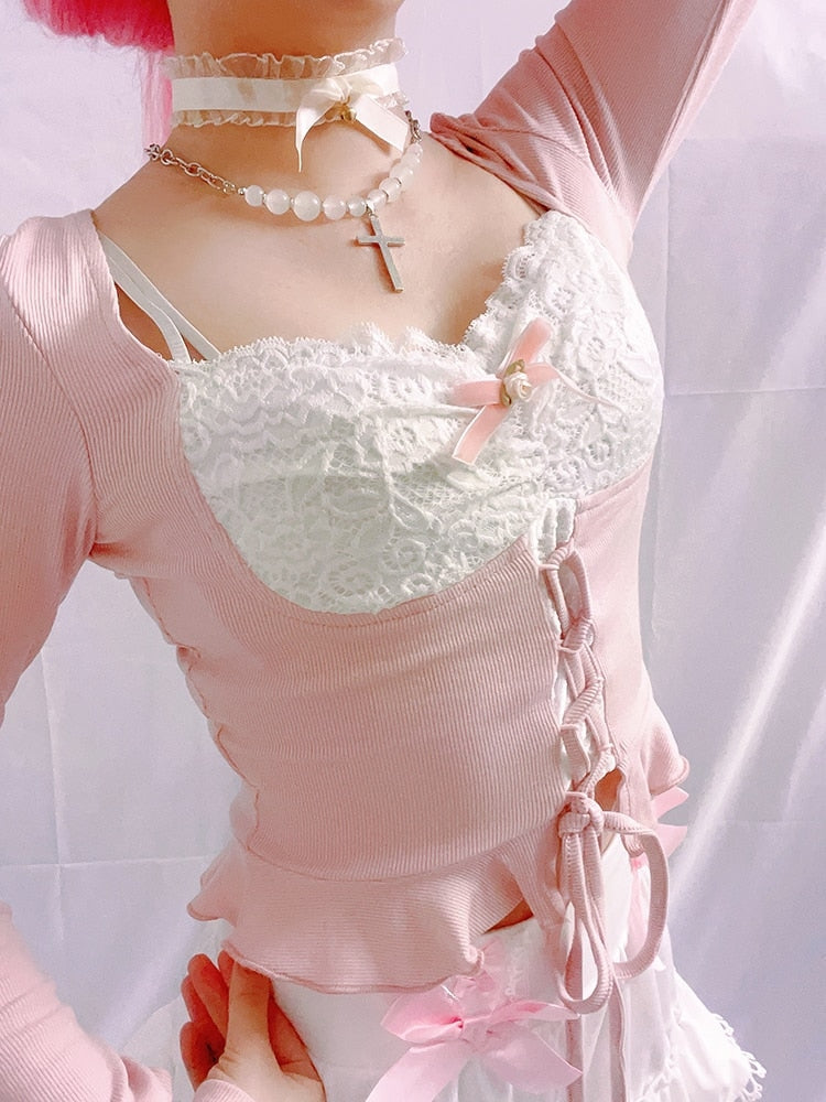 Lace Knit Princess Sweater - coquette, dollette, fae, faecore, fairycore Kawaii Babe
