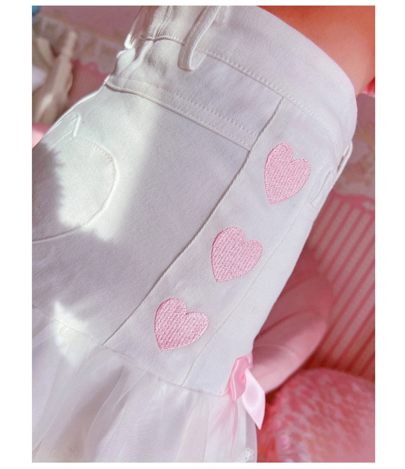 Lace ribbon lolita skirt - bow skirt - bowknot - bows - fairy kei - girly