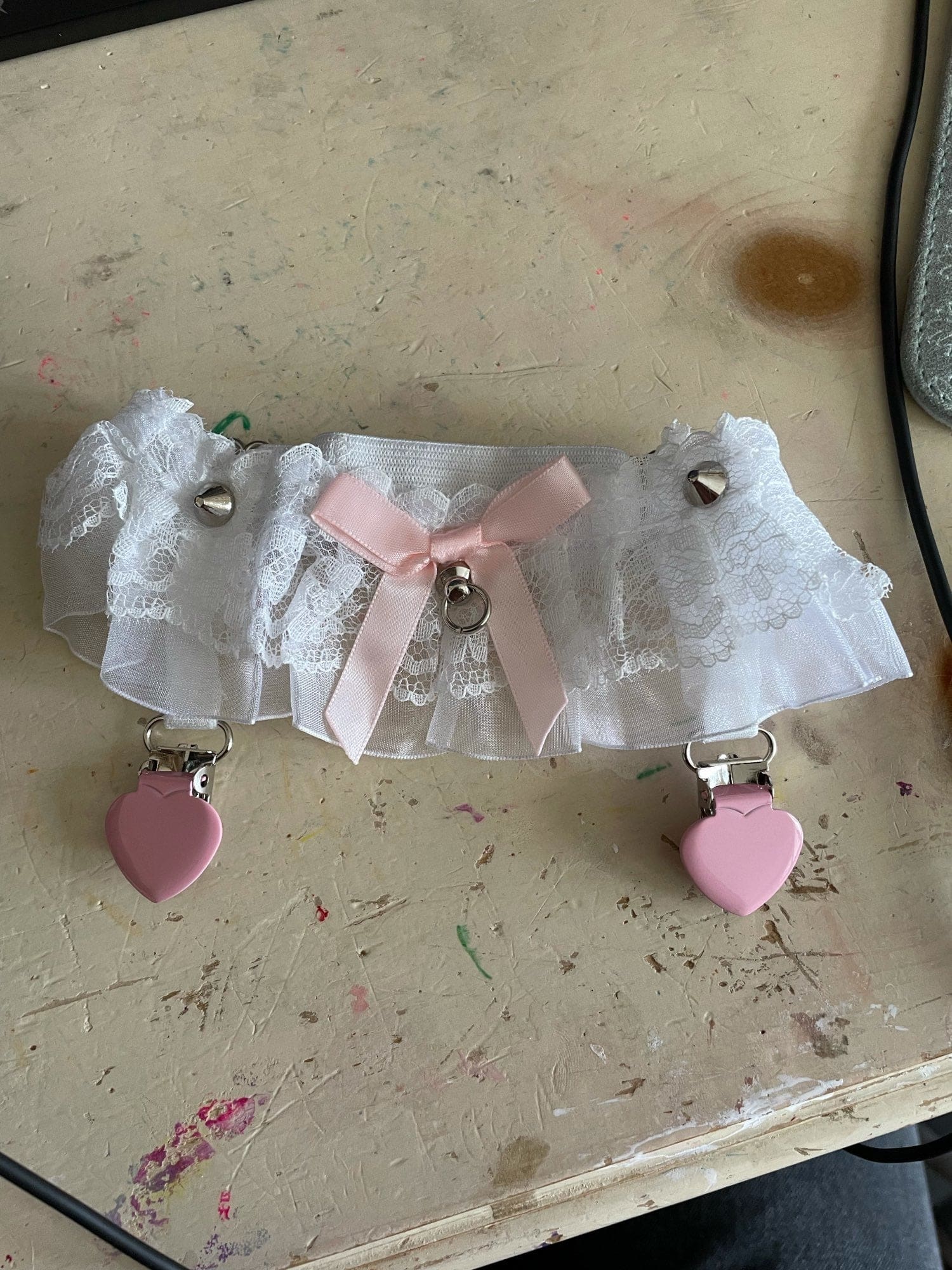 Kawaii lace ruffle garter belt stockings holder cute babe