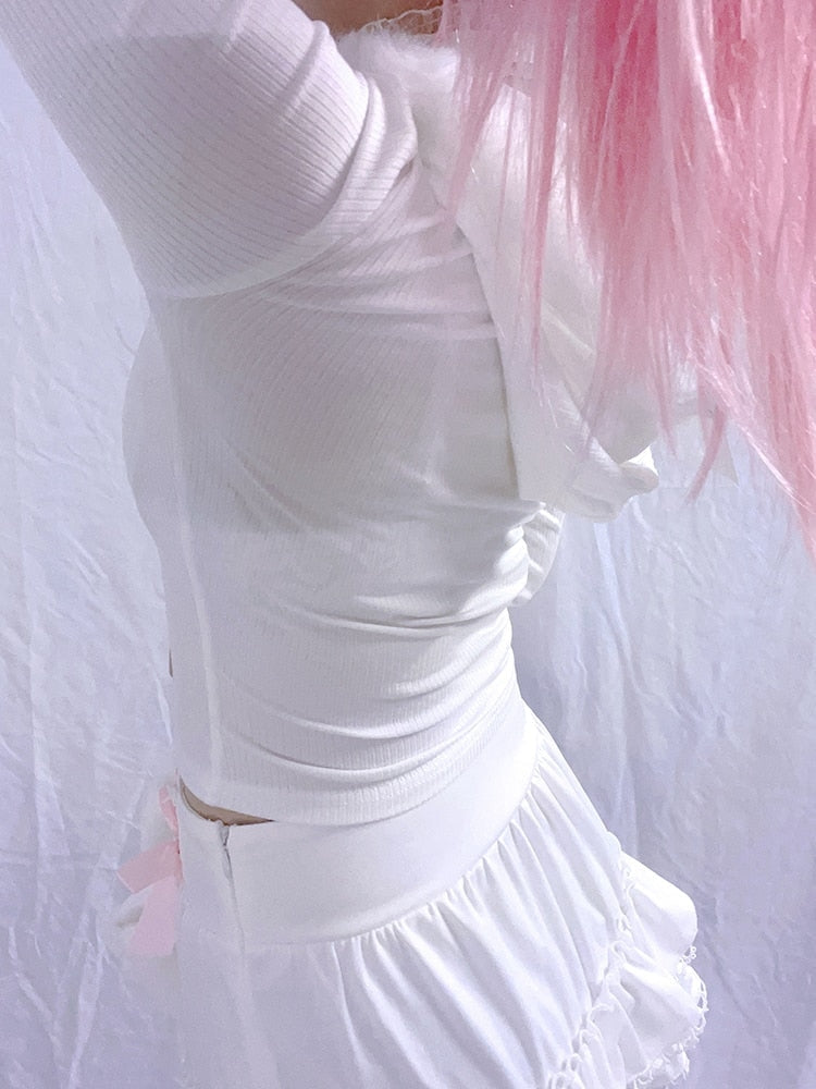 Lace Up Fur Hooded Cardigan - coquette, dollette, fae, faecore, fairycore Kawaii Babe