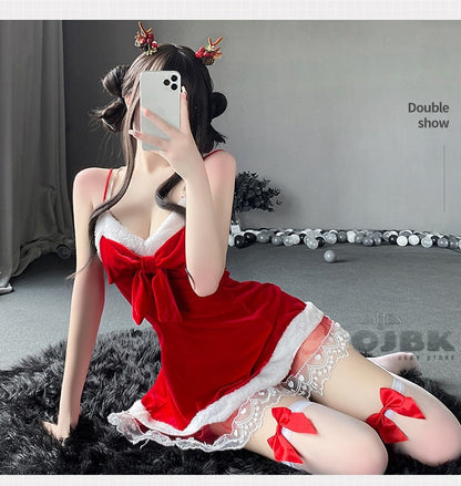 Layered Santa Ribbon Dress - christmas, dresses, festive, holiday dress, holidays