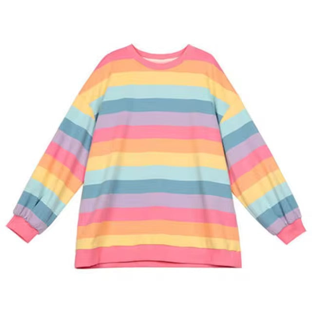 Lazy days pastel rainbow striped top - gay pride - kawaii - pastel - plus size