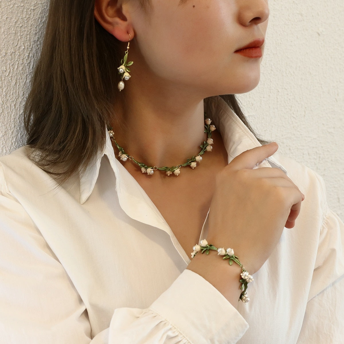 Lily of the valley pearl bracelet - bracelets - floral - flowers - jewelry -