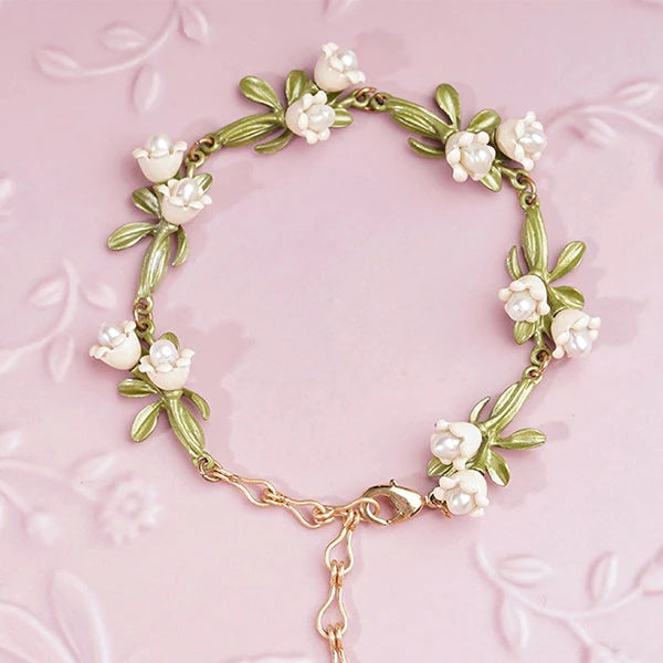 Lily of the valley pearl bracelet - bracelets - floral - flowers - jewelry -