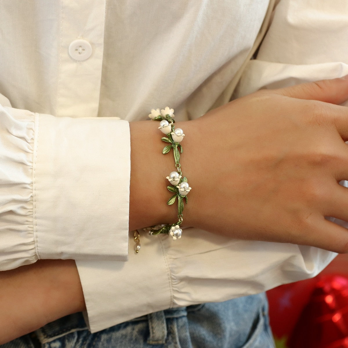 Lily of the valley pearl bracelet - bracelets - floral - flowers - jewelry -