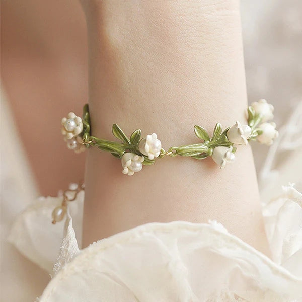 Lily of the valley pearl bracelet - bracelets - floral - flowers - jewelry -