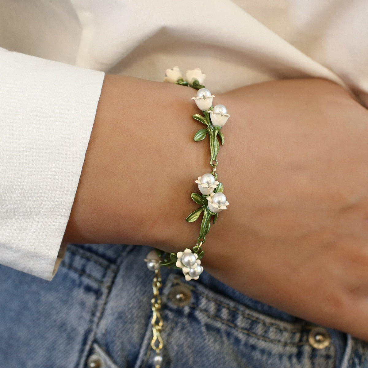 Lily of the valley pearl bracelet - bracelets - floral - flowers - jewelry -