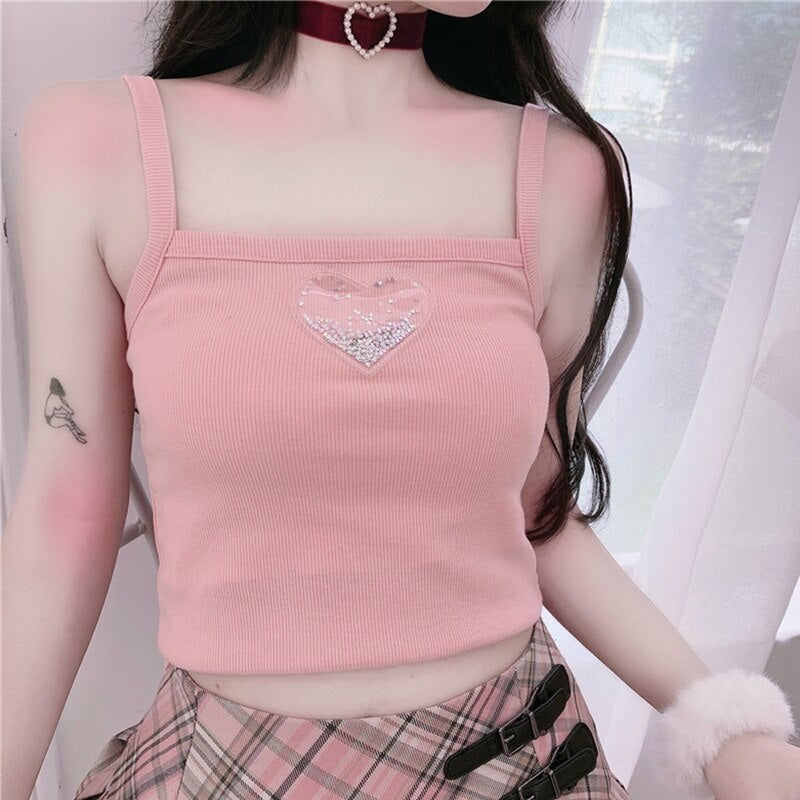 Liquid Glitter Heart Tank - Shirts & Tops