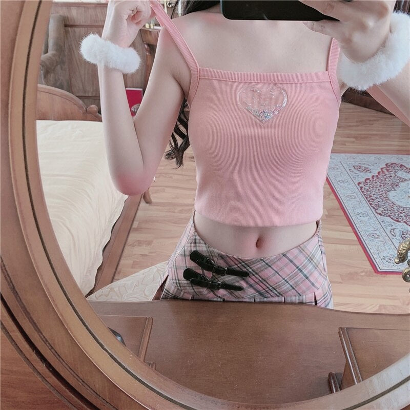 Liquid Glitter Heart Tank - Shirts & Tops