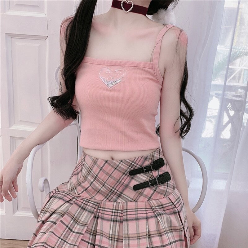 Liquid Glitter Heart Tank - Shirts & Tops