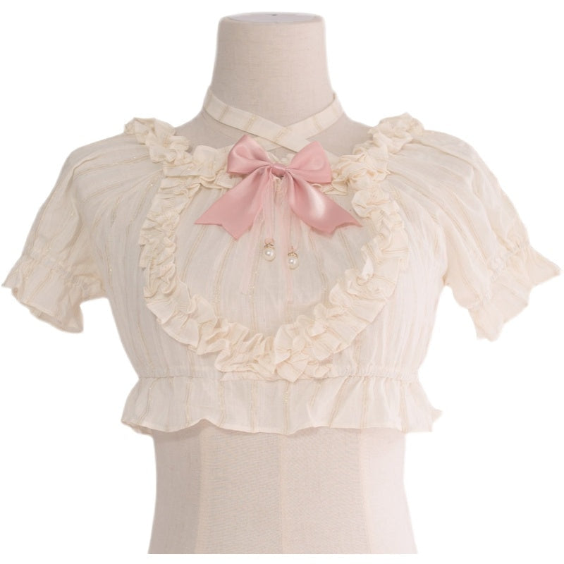 Lolita Cropped Blouse - blouse, blouses, crop top, cropped tank, top