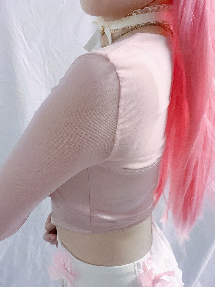 Long Sleeve Satin Bustier - coquette, dollette, fae, faecore, fairycore Kawaii Babe