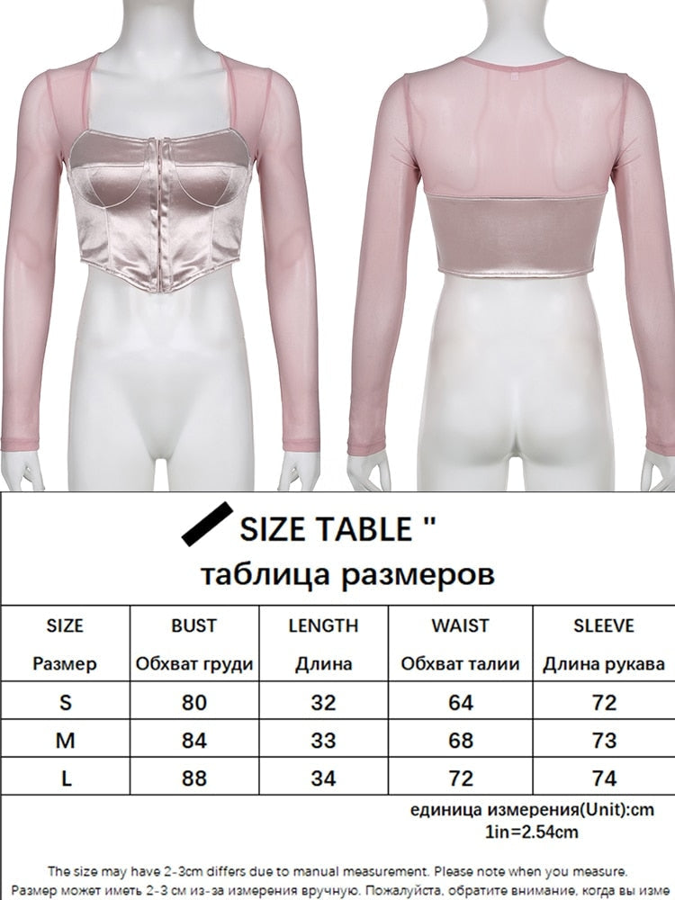 Long Sleeve Satin Bustier - coquette, dollette, fae, faecore, fairycore Kawaii Babe