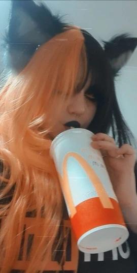 Long Split Halloween Lolita Wig - bangs, black and orange, fake hair, goth, gothic