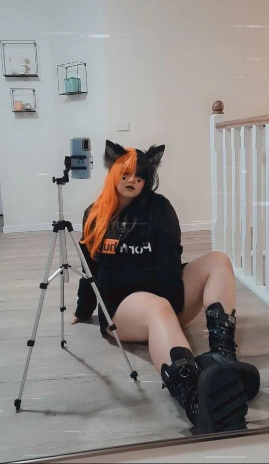 Long Split Halloween Lolita Wig - bangs, black and orange, fake hair, goth, gothic