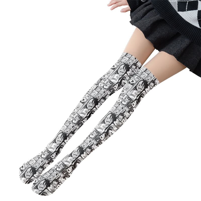 Kawaii manga comic anime face stockings socks thigh highs