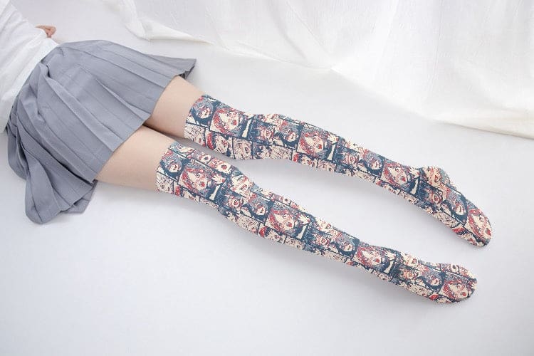 Kawaii manga comic anime face stockings socks thigh highs