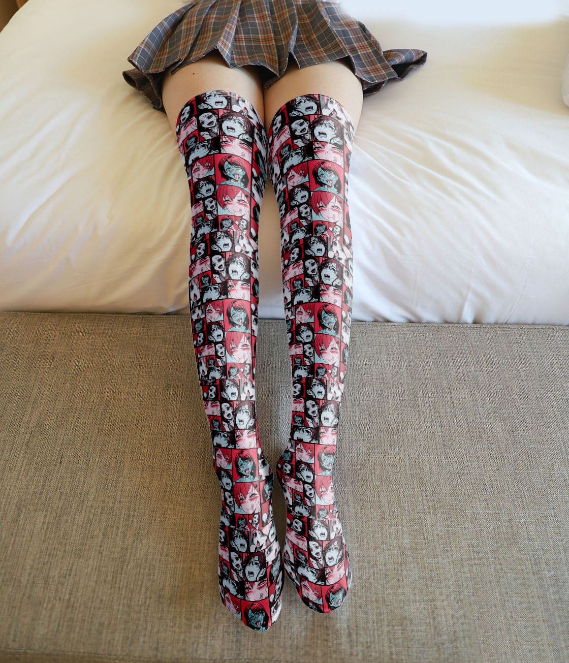 Kawaii manga comic anime face stockings socks thigh highs