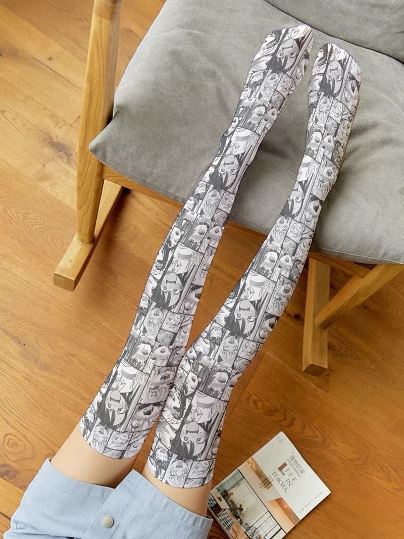 Kawaii manga comic anime face stockings socks thigh highs
