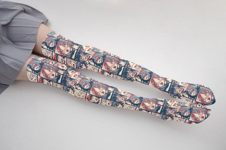 Kawaii manga comic anime face stockings socks thigh highs