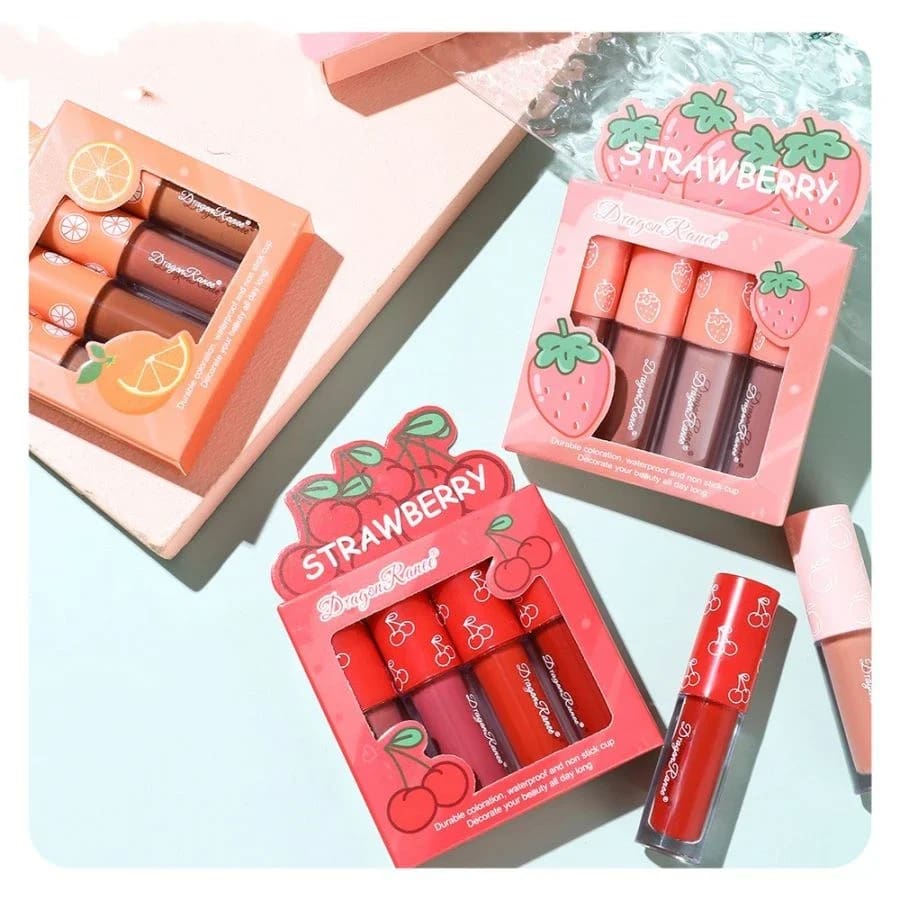 Kawaii matte berry fruit highly pigmented liquid lipstick sets