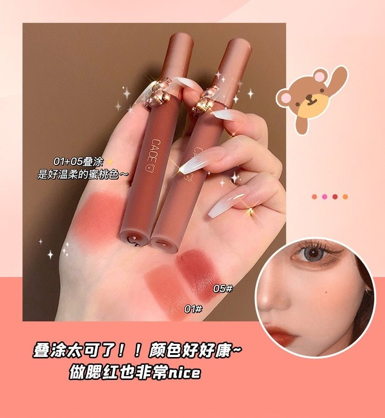 Matte Velvet Bear Liquid Lipstick - lip, lip gloss, lip stick, make up, make up brush Kawaii Babe