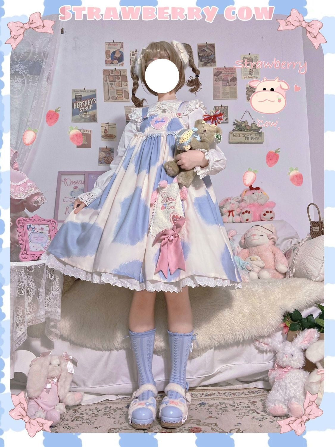 Milky Cow Lolita Dress - Blue - dress