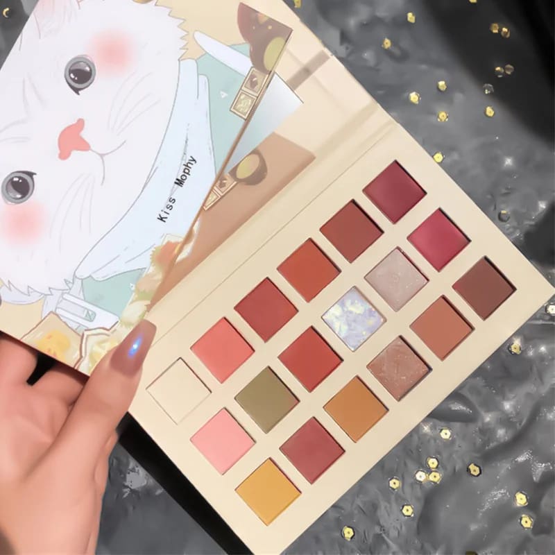 Kawaii neko sweetie 18 color eyeshadow palette set pigmented