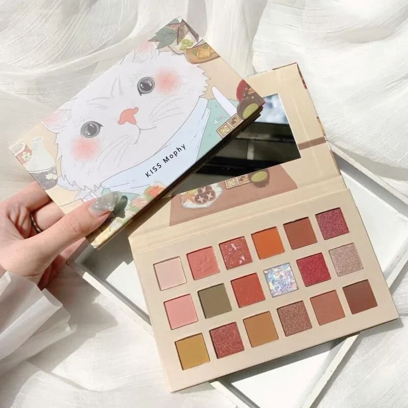 Kawaii neko sweetie 18 color eyeshadow palette set pigmented