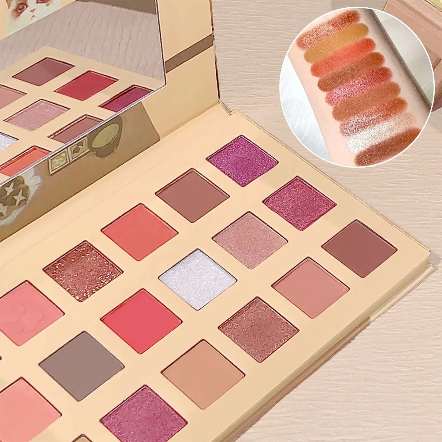 Kawaii neko sweetie 18 color eyeshadow palette set pigmented