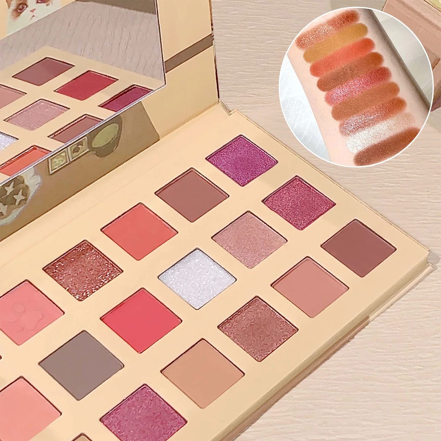 Kawaii neko sweetie 18 color eyeshadow palette set pigmented