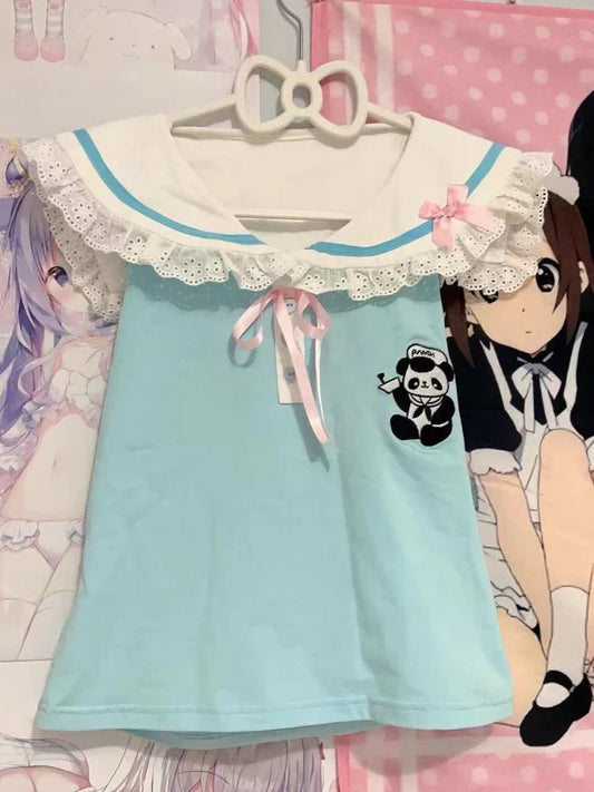 Panda medic collared blouse - collared - menhera - peter pan - shirts - t-shirt