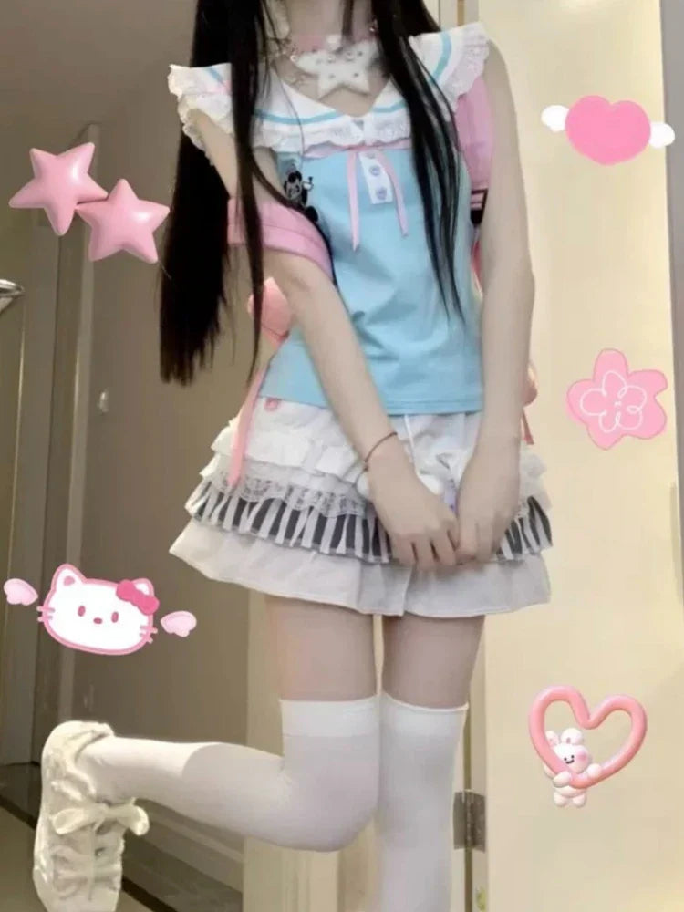 Panda medic collared blouse - collared - menhera - peter pan - shirts - t-shirt