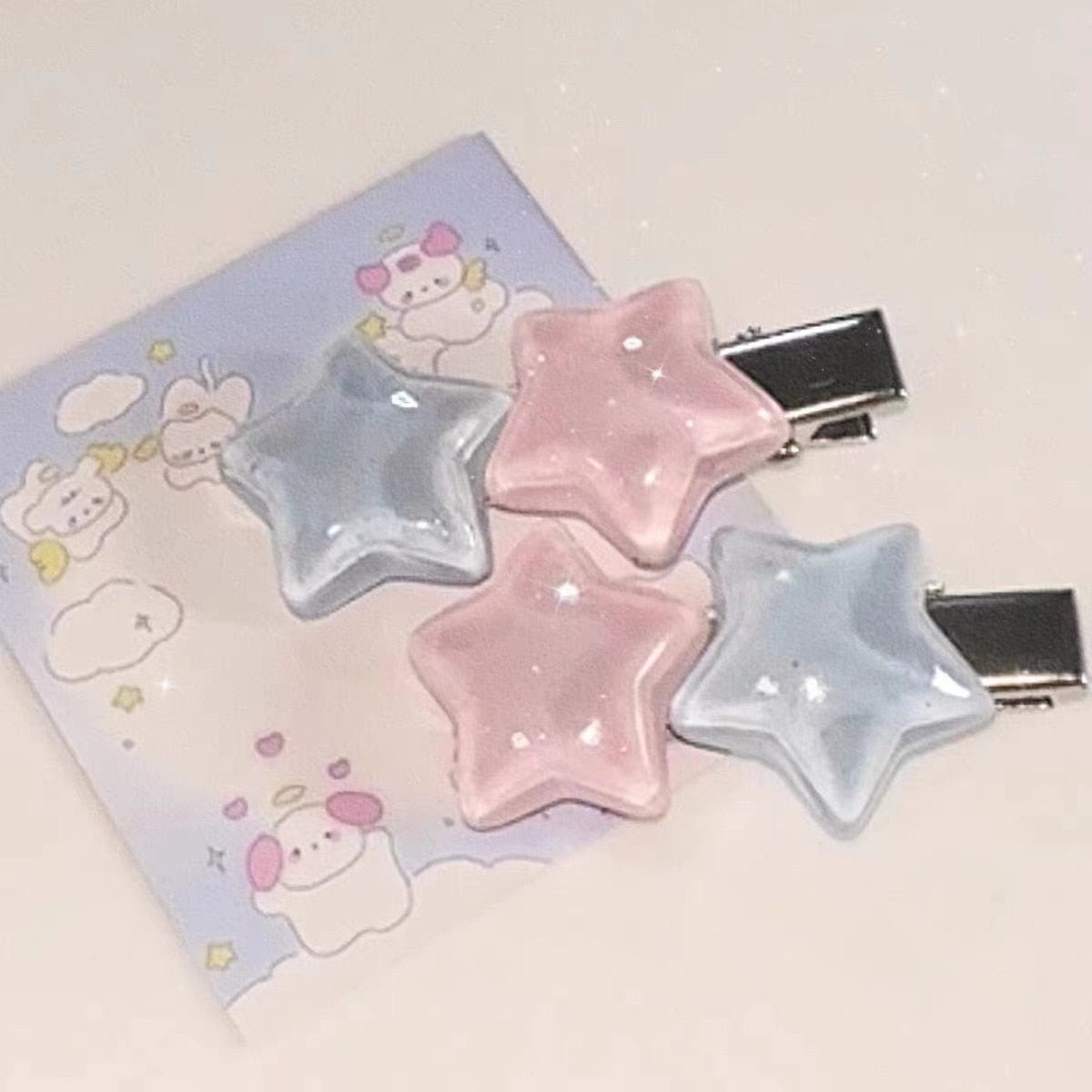 Pastel candy star hair clips - candy - fairy kei - gummy - hair - accessory