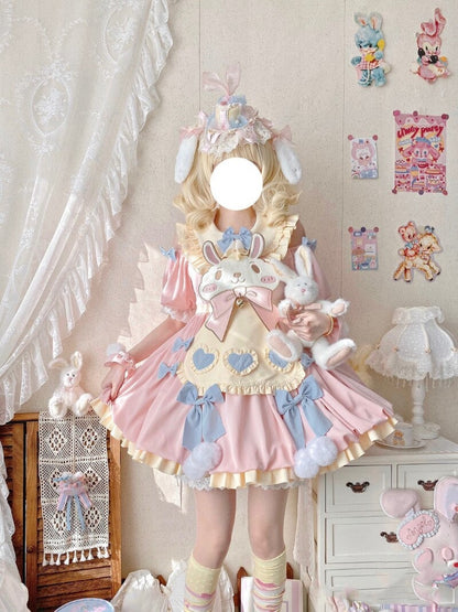 Pastel easter bunny lolita dress - apron dress - bunnies - bunny - rabbit -